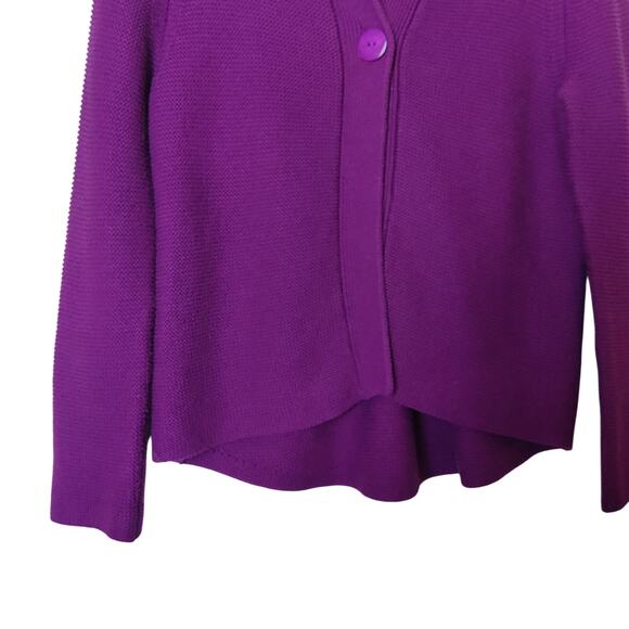 Kinross Garter Stitch Cotton Boxy Fisherman Cardigan Black Cherry XS Heritage - Picture 5 of 10